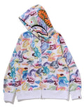 A BATHING APE ART CAMO SHARK FULL ZIP HOODIE