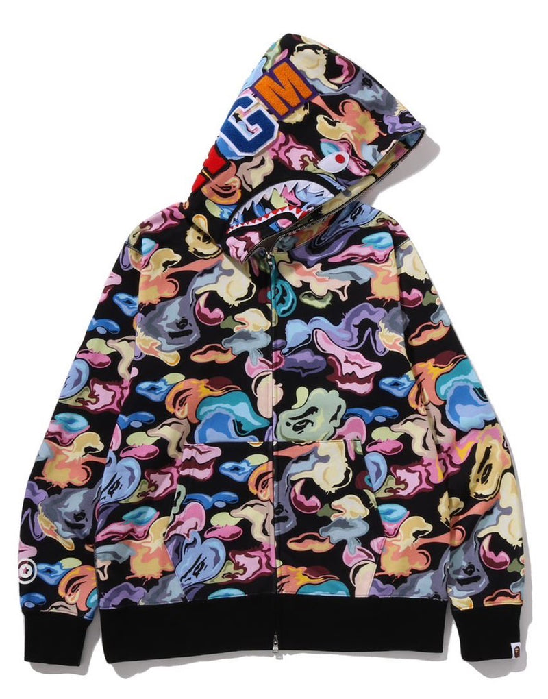 A BATHING APE ART CAMO SHARK FULL ZIP HOODIE