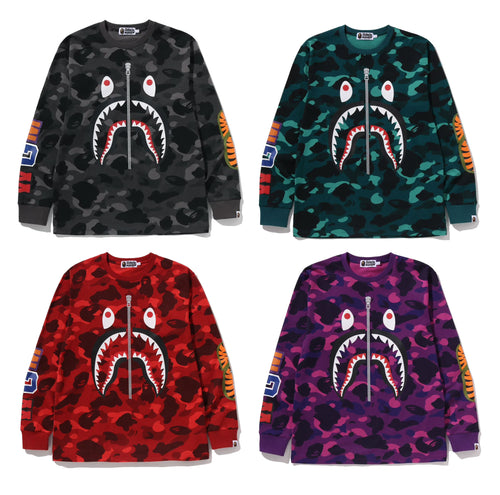 A BATHING APE COLOR CAMO SHARK L/S TEE - happyjagabee store