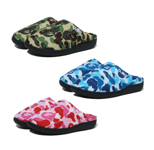 A BATHING APE BAPE x SUBU ABC CAMO PUFFER SANDALS w/ POUCH