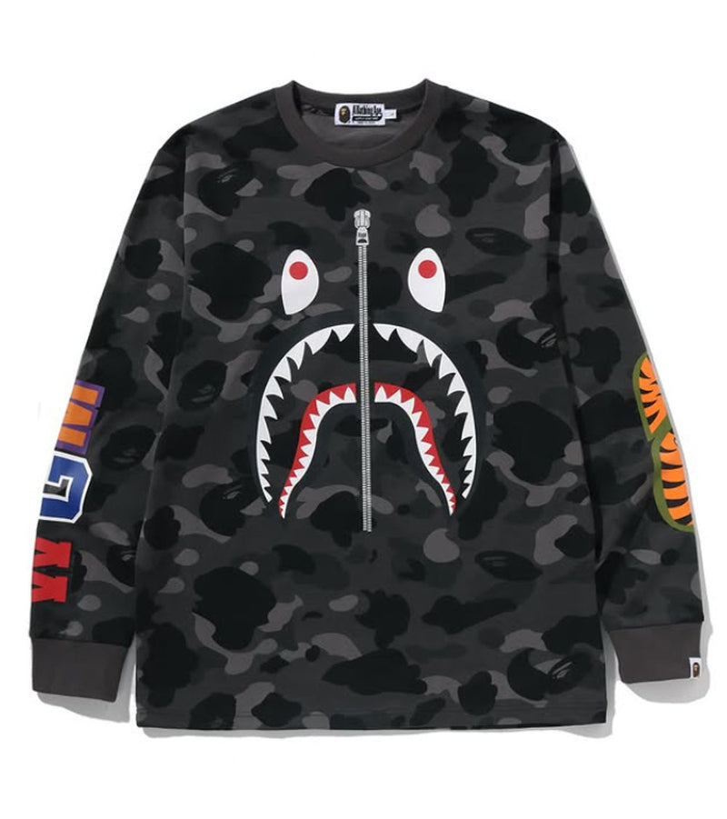 A BATHING APE COLOR CAMO SHARK L/S TEE - happyjagabee store