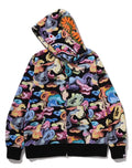 A BATHING APE ART CAMO SHARK FULL ZIP HOODIE