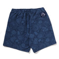 A BATHING APE JAPANESE INDIGO ART CAMO RELAXED FIT SWEAT SHORTS