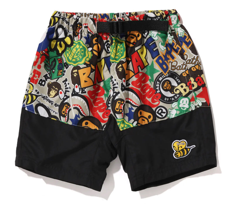 A BATHING APE BAPE KIDS BAPE MILO ASSORTED CLIMBING SHORTS