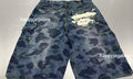 A BATHING APE 1ST CAMO DOUBLE KNEE 13 OZ RELAXED FIT DENIM SHORTS