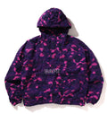 A BATHING APE CRINKLE EFFECT COLOR CAMO HALF ZIP HOODIE JACKET