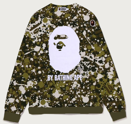 A BATHING APE SPLASH CAMO BY BATHING APE CREWNECK SWEAT SHIRT