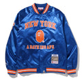 A BATHING APE BAPE x M&N NBA NEW YORK KNICKS SATIN JACKET