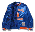 A BATHING APE BAPE x M&N NBA NEW YORK KNICKS SATIN JACKET