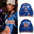 A BATHING APE BAPE x M&N NBA NEW YORK KNICKS SATIN JACKET