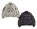 A BATHING APE TONAL CHAIN STITCH SHARK BOMBER JACKET