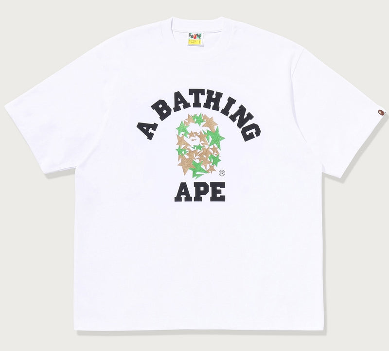 A BATHING APE METALLIC BAPE STA COLLEGE RELAXED FIT TEE