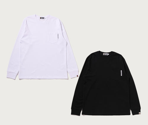 A BATHING APE LINE CAMO FLAG LABEL POCKET L/S TEE