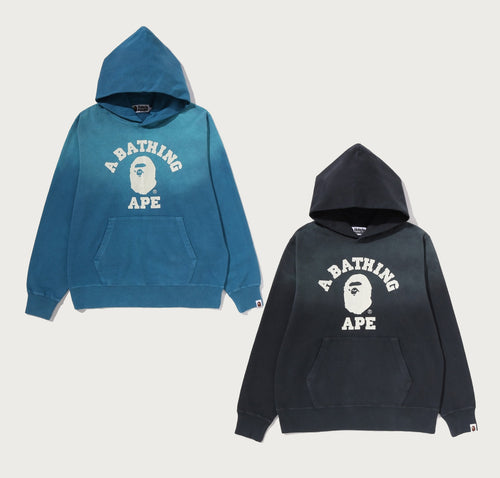 A BATHING APE VINTAGE EFFECT COLLEGE PULLOVER HOODIE
