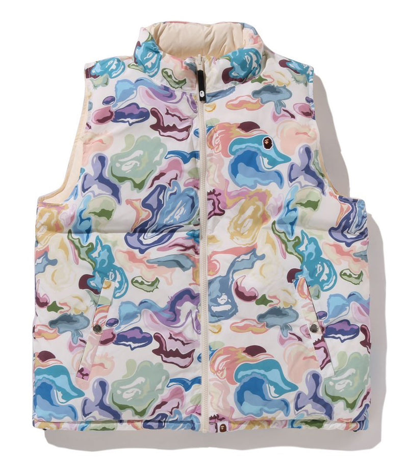 A BATHING APE ART CAMO REVERSIBLE DOWN VEST