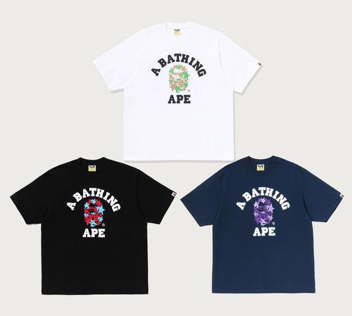 A BATHING APE METALLIC BAPE STA COLLEGE RELAXED FIT TEE