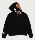 A BATHING APE CABLE KNIT SHARK RELAXED FIT FULL ZIP HOODIE