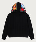 A BATHING APE CABLE KNIT SHARK RELAXED FIT FULL ZIP HOODIE