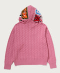 A BATHING APE CABLE KNIT SHARK RELAXED FIT FULL ZIP HOODIE