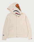 A BATHING APE CABLE KNIT SHARK RELAXED FIT FULL ZIP HOODIE