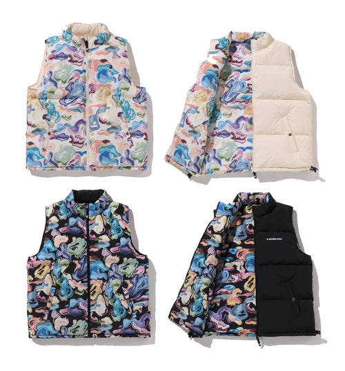 A BATHING APE ART CAMO REVERSIBLE DOWN VEST