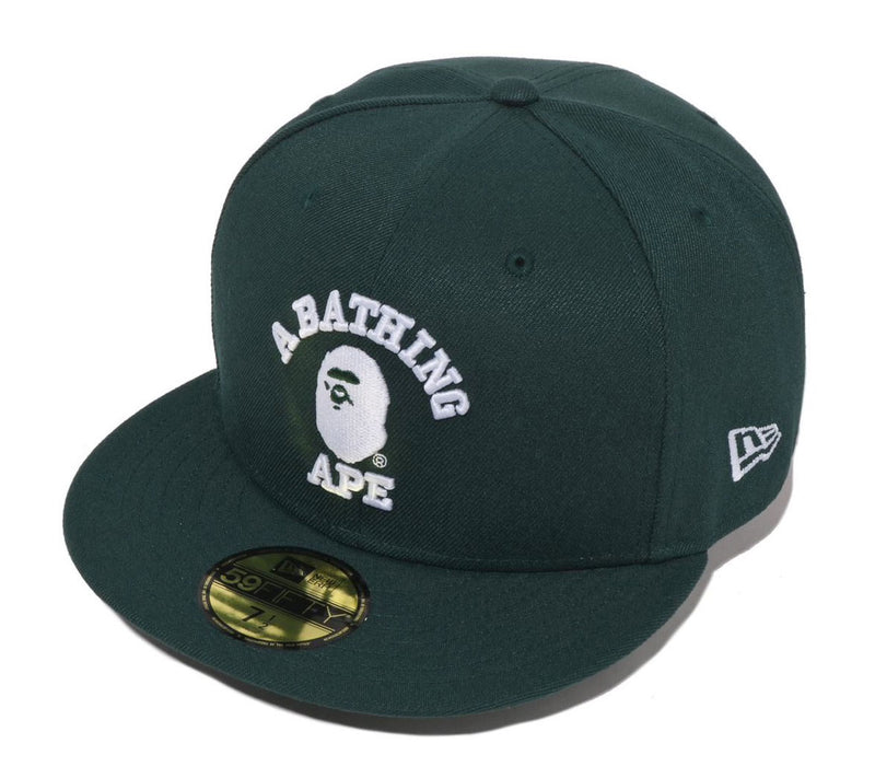 A BATHING APE NEW ERA 59 FIFTY GLOW IN THE DARK COLLEGE CAP - happyjagabee store
