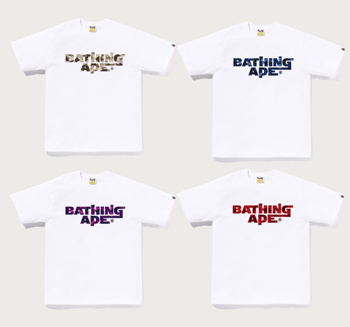 A BATHING APE COLOR CAMO BATHING APE LOGO TEE