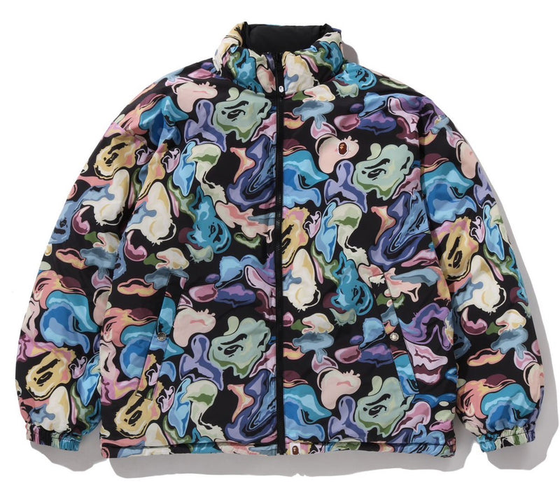 A BATHING APE ART CAMO REVERSIBLE DOWN JACKET