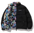 A BATHING APE ART CAMO REVERSIBLE DOWN JACKET