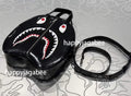 A BATHING APE SHARK LEATHER SHOULDER BAG