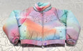 A BATHING APE Ladies' TIE DYE PHINESTONE BAPE STA LEATHER CROPPED DOWN JACKET