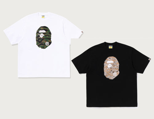 A BATHING APE TIGER CAMO APE HEAD RELAXED FIT TEE