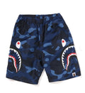 A BATHING APE BAPE KIDS COLOR CAMO SIDE SHARK BEACH SHORTS