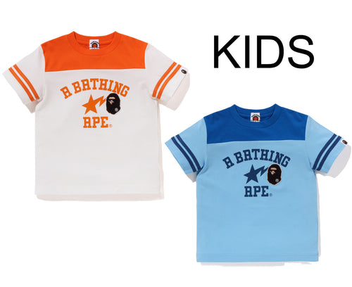 A BATHING APE BAPE KIDS APE HEAD PATCH FOOTBALL TEE