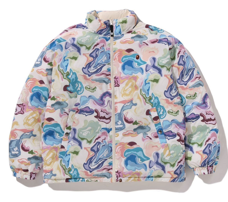 A BATHING APE ART CAMO REVERSIBLE DOWN JACKET