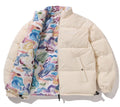 A BATHING APE ART CAMO REVERSIBLE DOWN JACKET