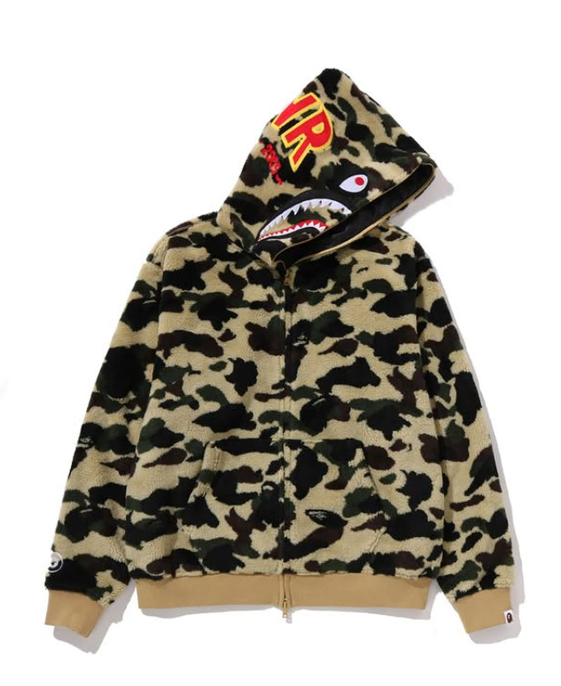 A BATHING APE 1ST CAMO 2ND SHARK BOA HOODIE JACKET