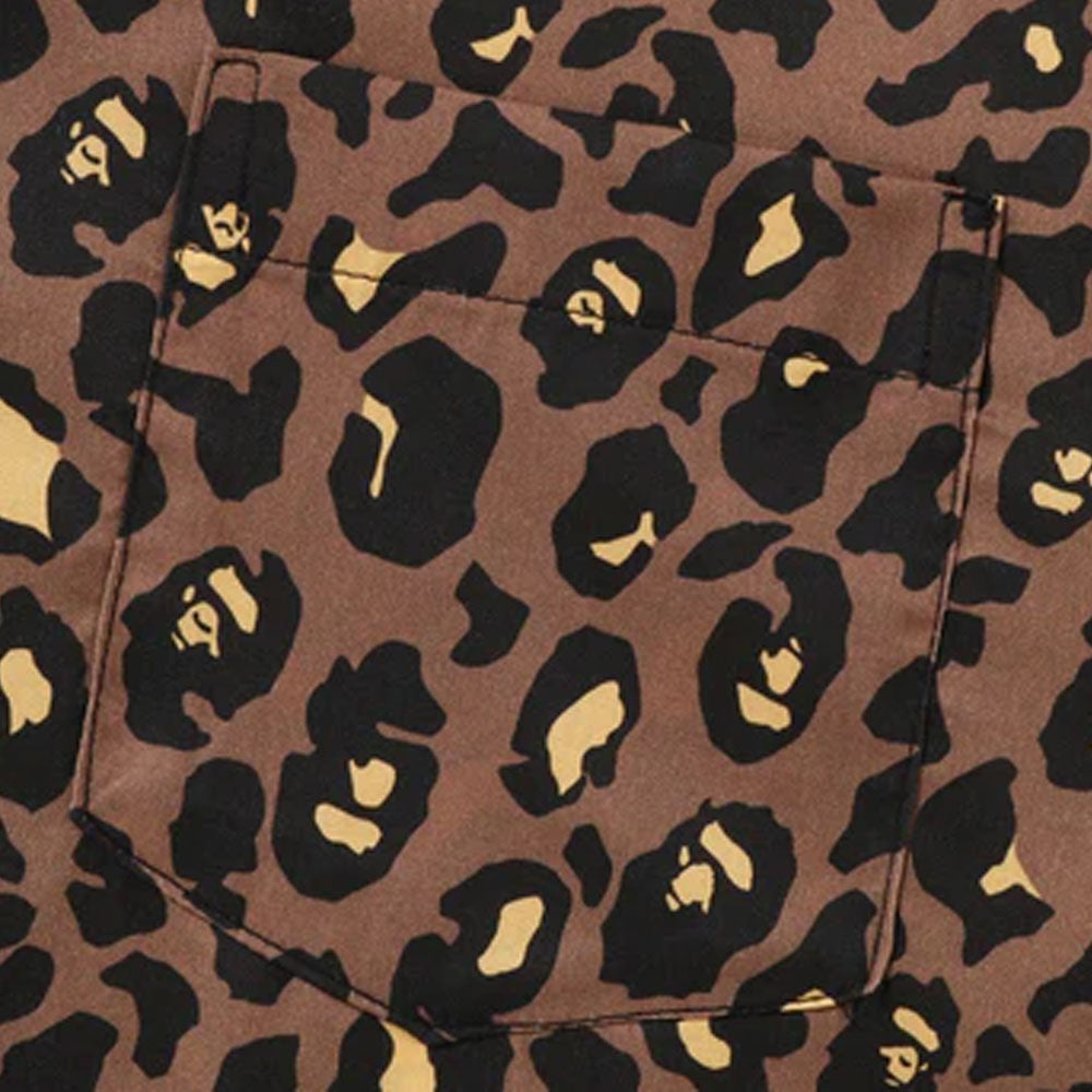 A BATHING APE BAPE LEOPARD OPEN COLLAR SHIRT