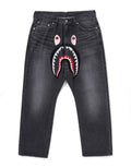 A BATHING APE SHARK LOOSE FIT 13OZ DENIM PANTS