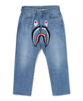 A BATHING APE SHARK LOOSE FIT 13OZ DENIM PANTS
