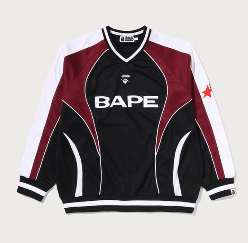 A BATHING APE BAPE SOCCER LOGO WARM UP RELAXED FIT L/S TEE