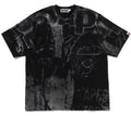 A BATHING APE METALLIC COATED OVERALL PRINT RELAXED FIT TEE