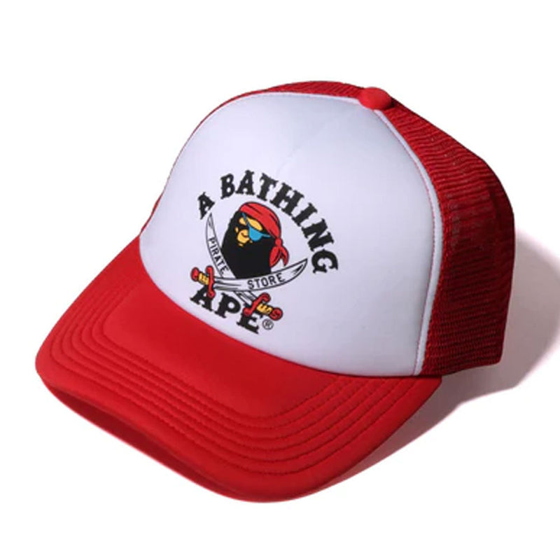 A BATHING APE APE CROSSBONE COLLEGE MESH CAP