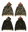 A BATHING APE 1ST CAMO 2ND SHARK BOA HOODIE JACKET