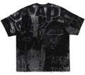A BATHING APE METALLIC COATED OVERALL PRINT RELAXED FIT TEE
