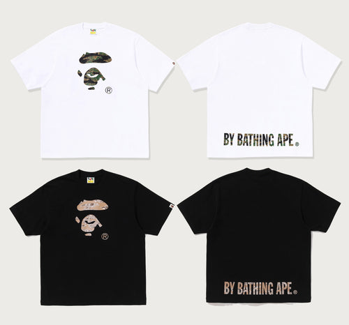 A BATHING APE TIGER CAMO APE FACE RELAXED FIT TEE