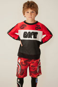 A BATHING APE BAPE KIDS COLOR CAMO SIDE SHARK BEACH SHORTS