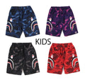 A BATHING APE BAPE KIDS COLOR CAMO SIDE SHARK BEACH SHORTS