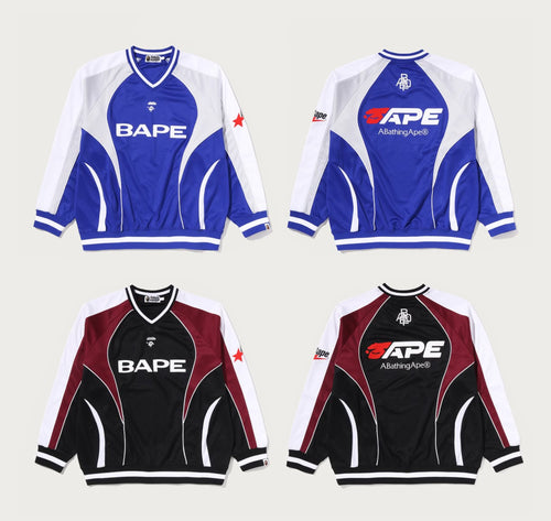 A BATHING APE BAPE SOCCER LOGO WARM UP RELAXED FIT L/S TEE
