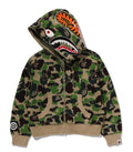 A BATHING APE Ladies' ABC CAMO TOWEL JACQUARD SHARK CROPPED FULL ZIP HOODIE